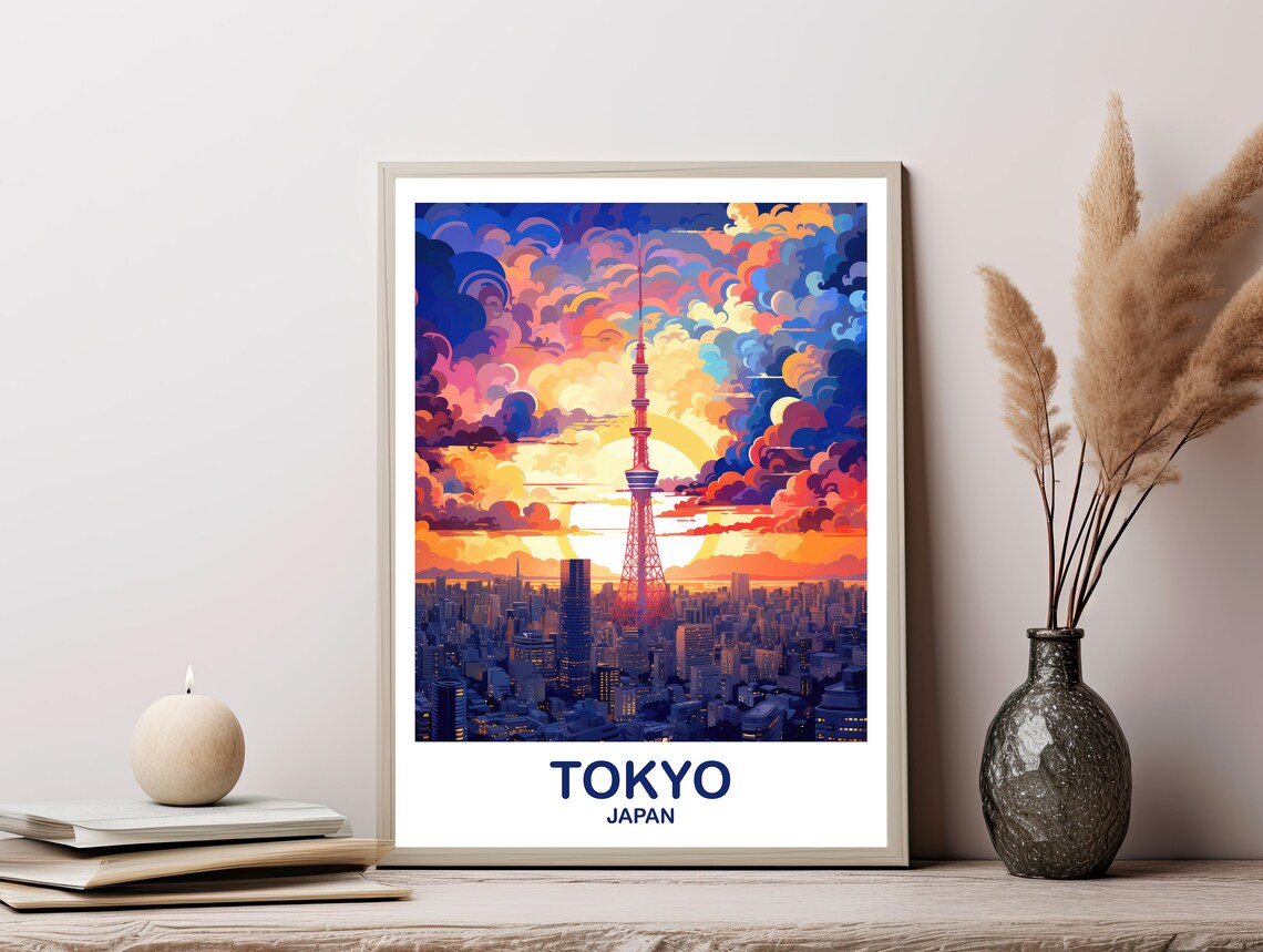Tokyo Skyline Travel Poster, Japan City View - Image 3
