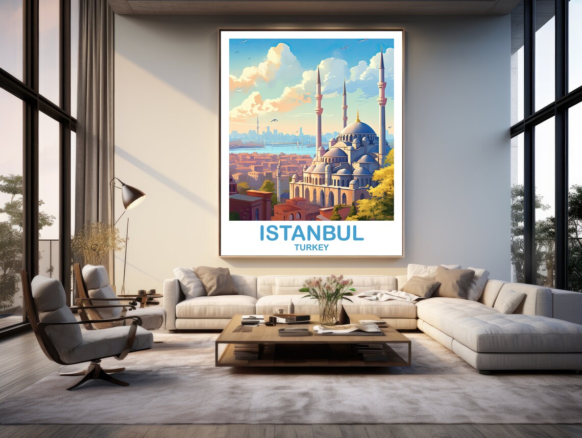 Istanbul Turkey Mosque Skyline Bosphorus Golden Travel Poster - Image 2