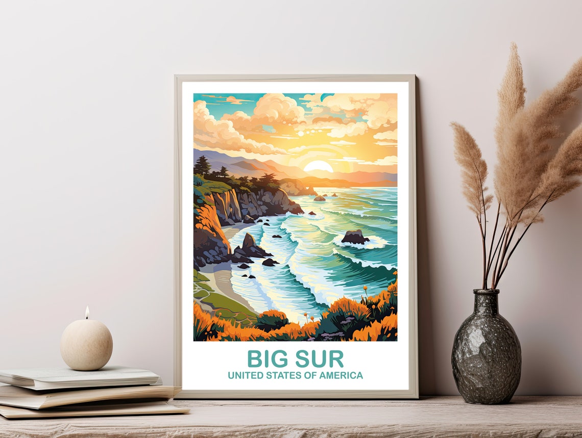 Big Sur Travel Print California Travel Wall Art Big Sur Wall Art City Skyline Wall Art Travel Art California Art Dt2nacabs1 - Image 3