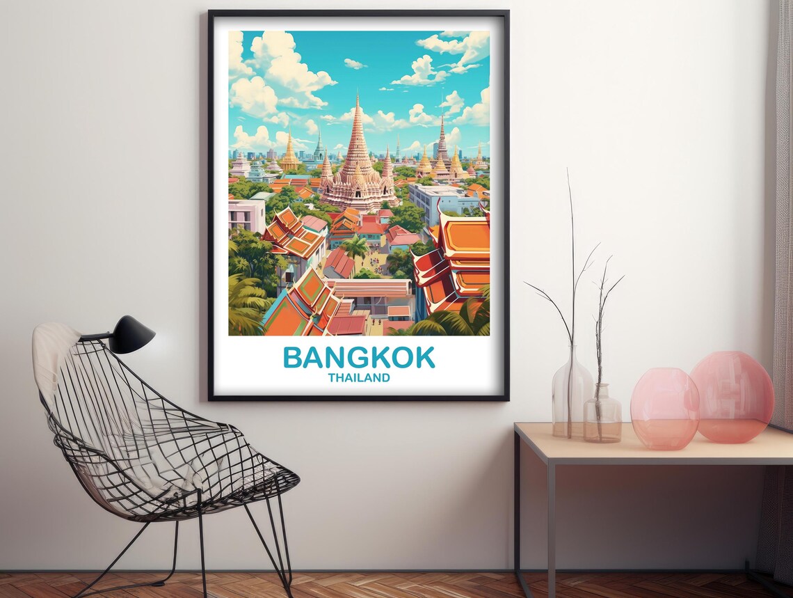 Bangkok Thailand Travel Poster, Souvenir Gift
