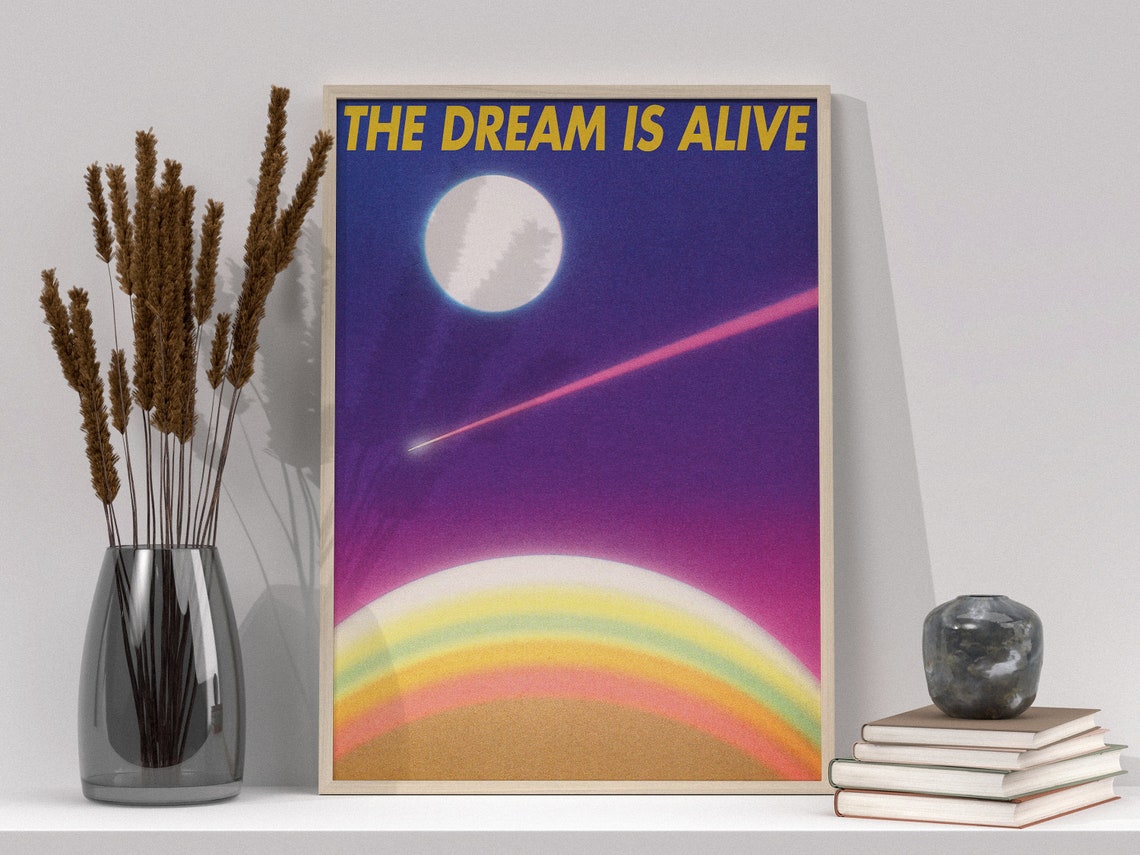 The Dream Is Alive Retro Sunset Moon Laser Beam Motivational Poster