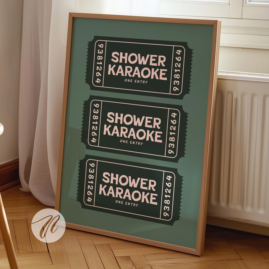 Shower Karaoke Admit One Ticket Stubs Funny Bathroom Decor Poster
