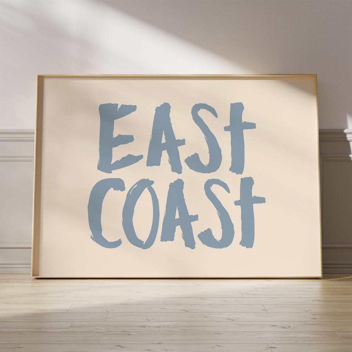 East Coast Blue Hand Painted Typography Coastal Beach House Poster