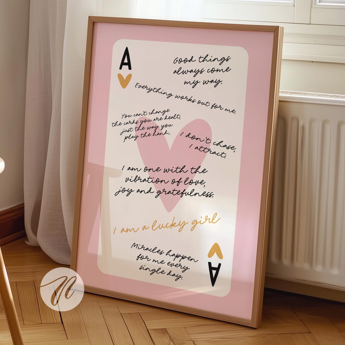 Lucky Girl Syndrome Ace Of Hearts Card Poster Trendy Wall Art Pink Black Prints Retro Bar Cart Preppy Funky Apartment Decor