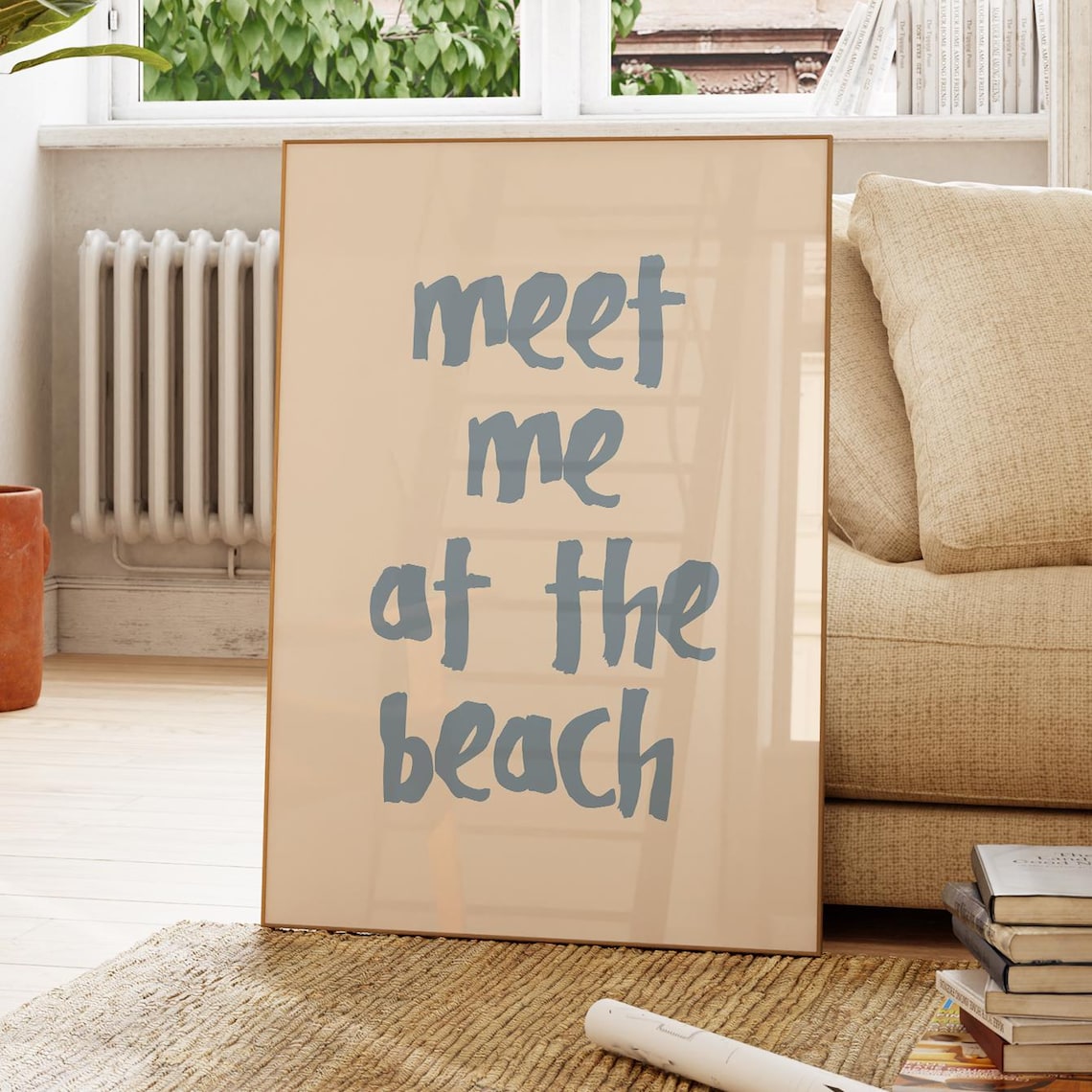 Meet Me At The Beach Typography Coastal Poster