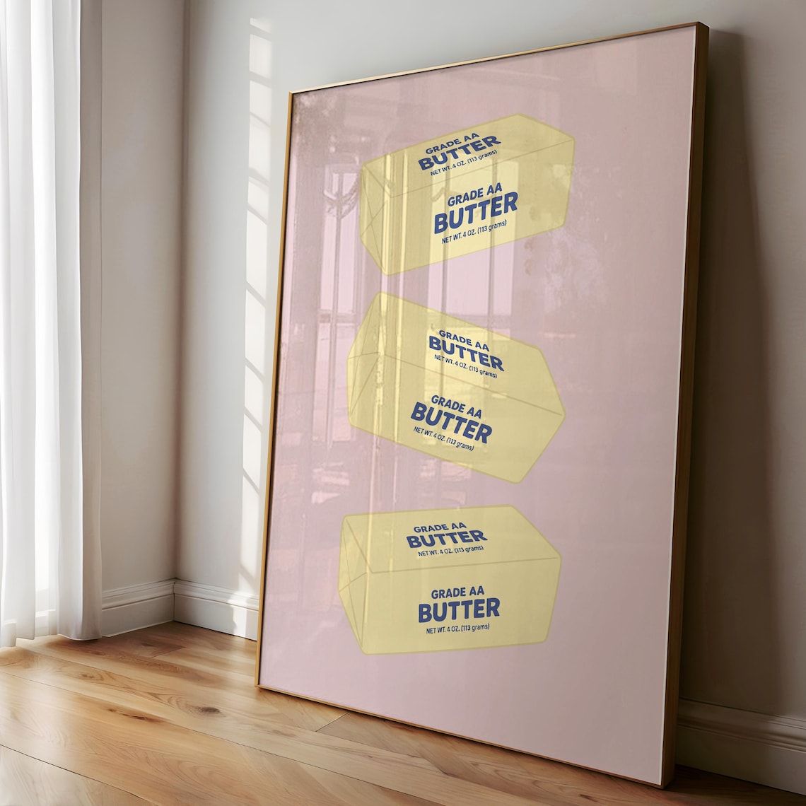 Butter Sticks Art Print Cute Food Illustration Funny Wall Decor Abstract Kitchen Retro Pop Poster Gift