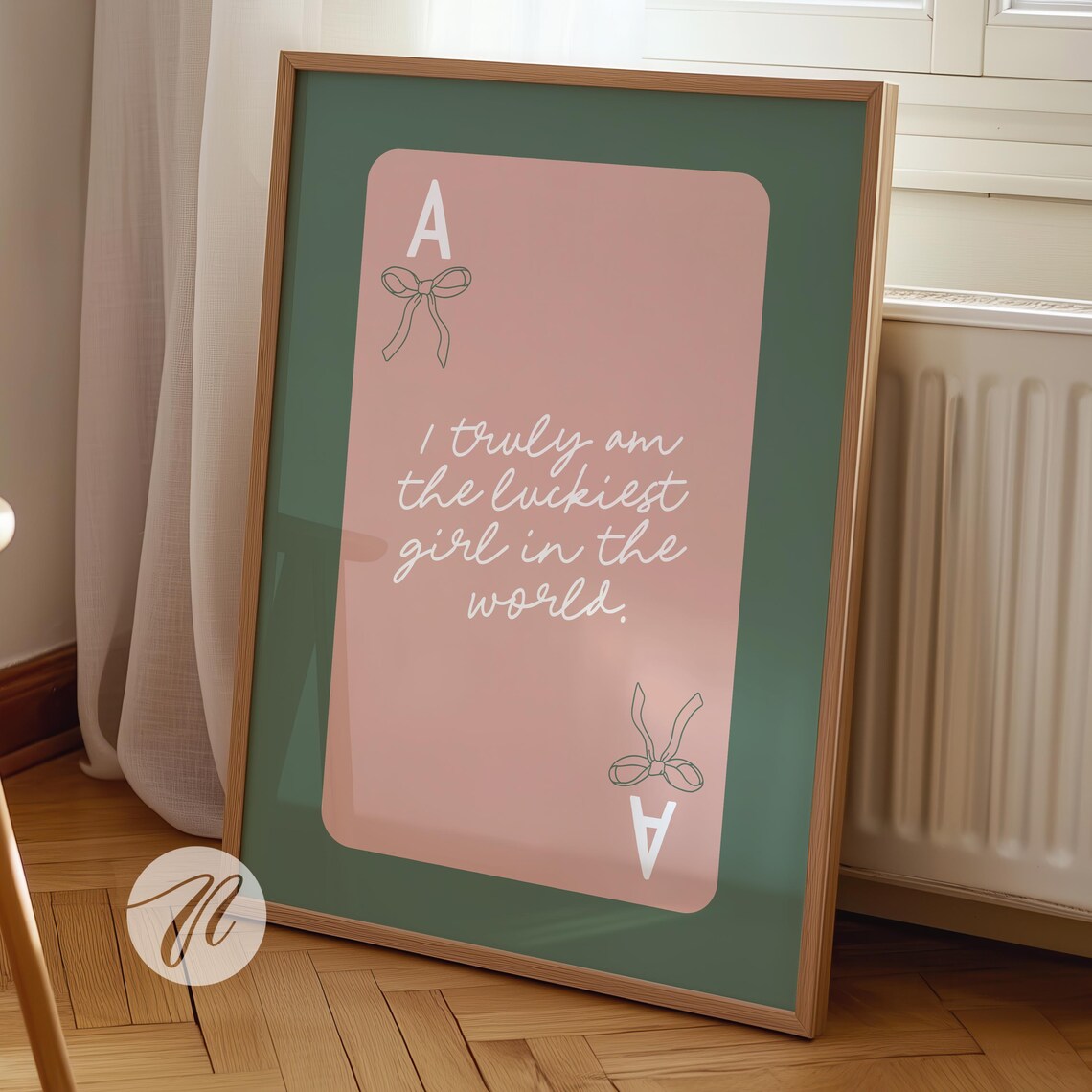 Luckiest Girl Ace of Hearts Playing Card Cute Trendy Retro Poster