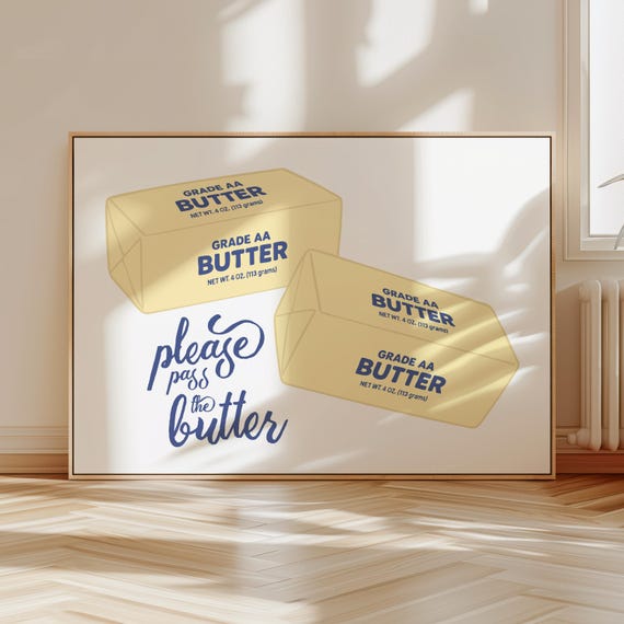 Butter Sticks Art Print Cute Food Illustration Funny Wall Decor Abstract Kitchen Retro Pop Poster Gift
