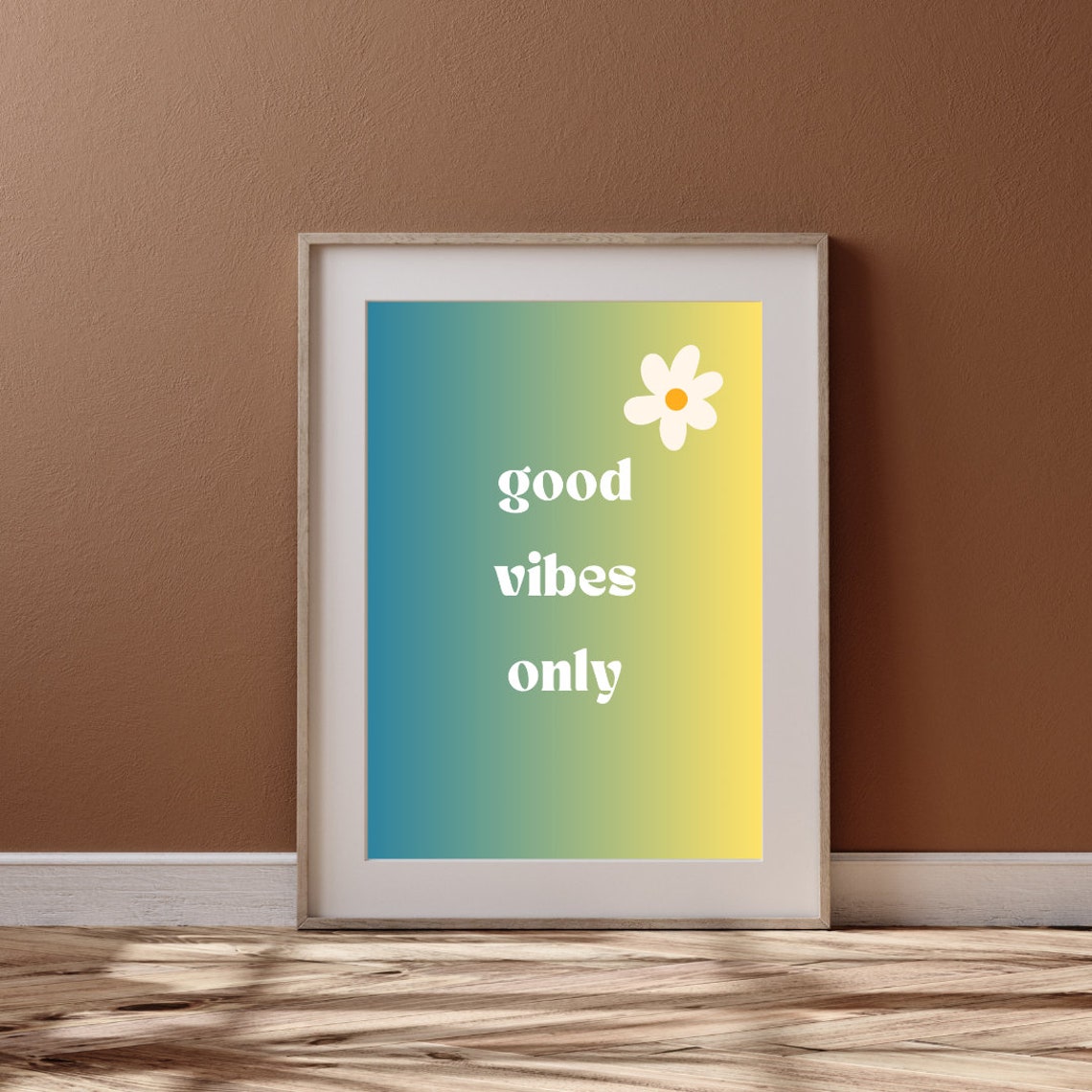 Good Vibes Only Gradient Daisy Colorful Motivational Art Poster - Image 2