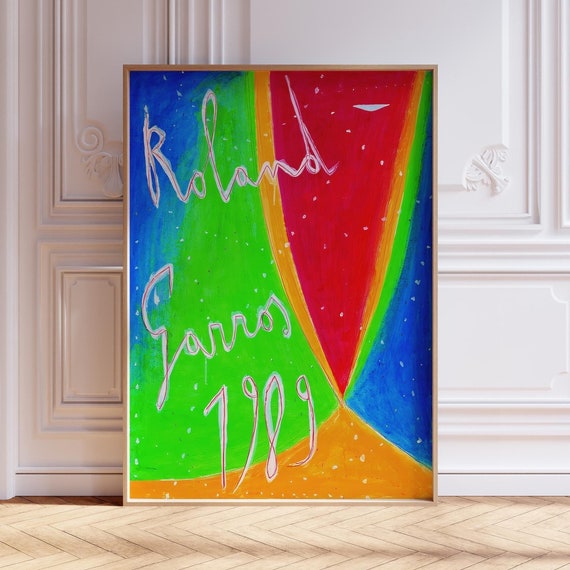 Roland Garros 1989 Print Tennis Poster Roland Garros Poster Sports Wall Art Tennis Print Mid Century Modern Print