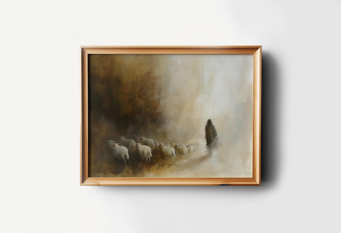 Good Shepherd Painting Christian Bible Verse Wall Art