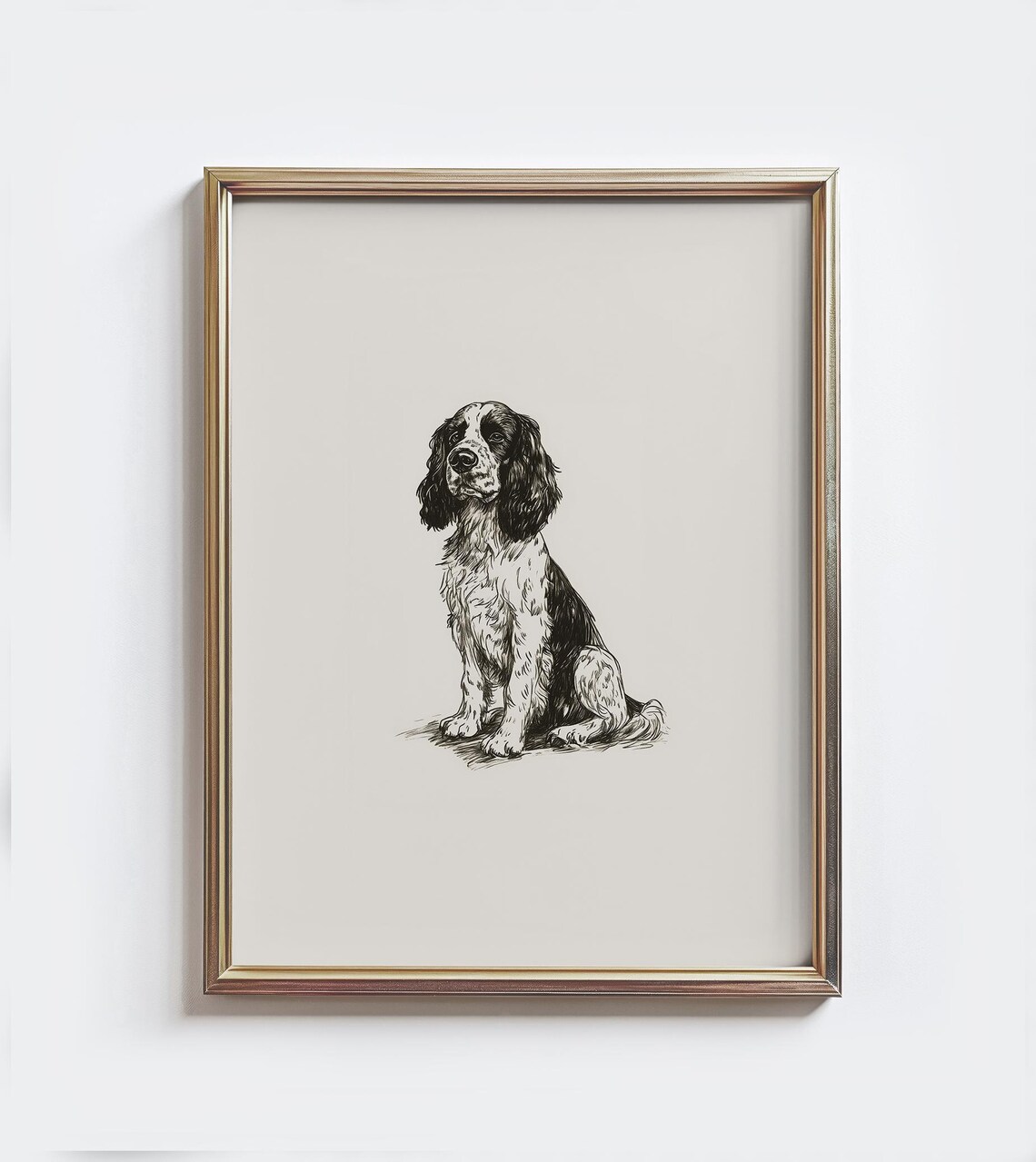 Springer Spaniel Sketch Print, Vintage Dog Drawing