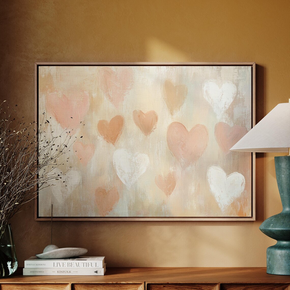 Neutral Toned Heart Abstract Wall Art Print