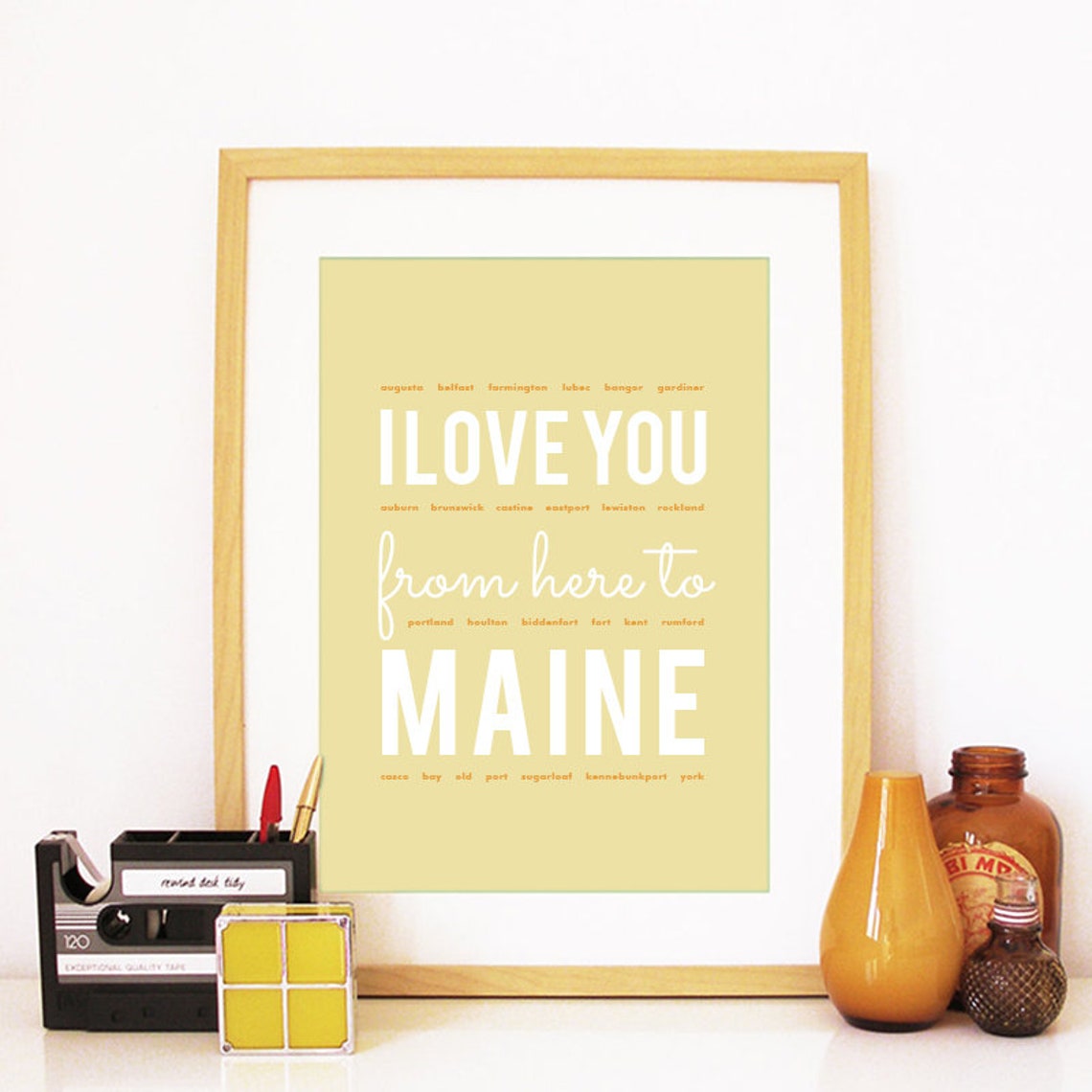 I Love You From Here To Maine Maine Print Maine Skyline Maine Art Maine Poster Maine Watercolor Maine Art Print - Image 2