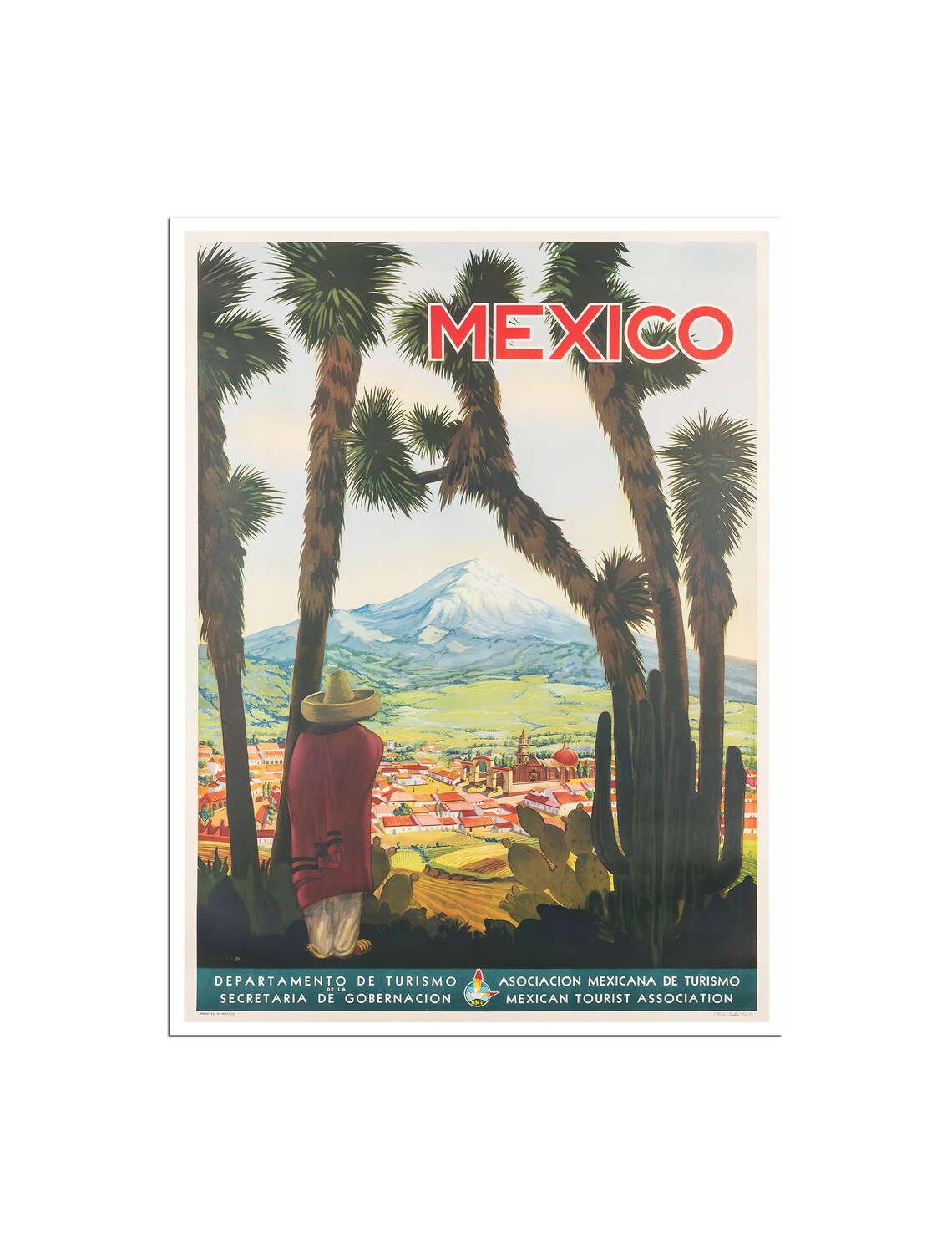Vintage Mexico Travel Poster, Mexican Wall Art Print