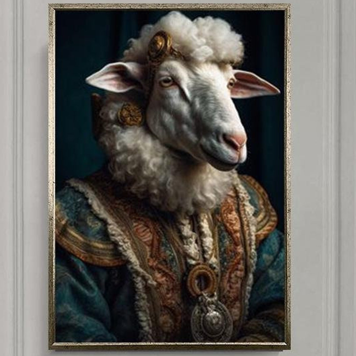 Sheep Dressed as a General in Ornate Uniform Portrait Poster