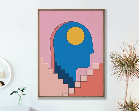 Full Moon Poster Thoughtful Wall Art Creative Style Colorful Printed