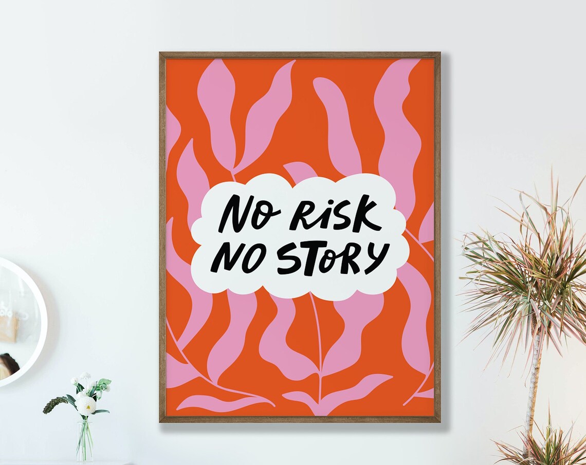 No Risk No Story Motivational Quote Colorful Typography Poster