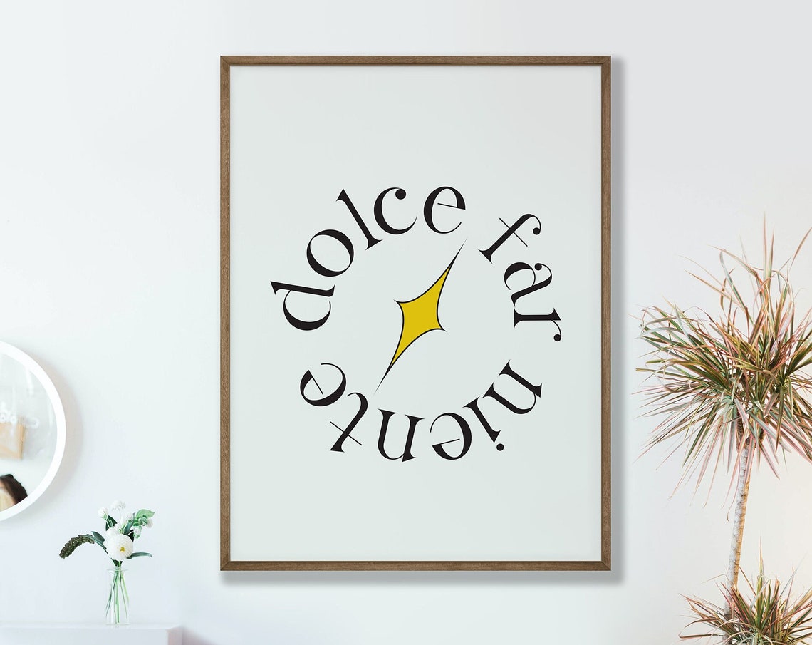 Dolce Far Niente Circle Text Star Minimalist Italian Quote Poster