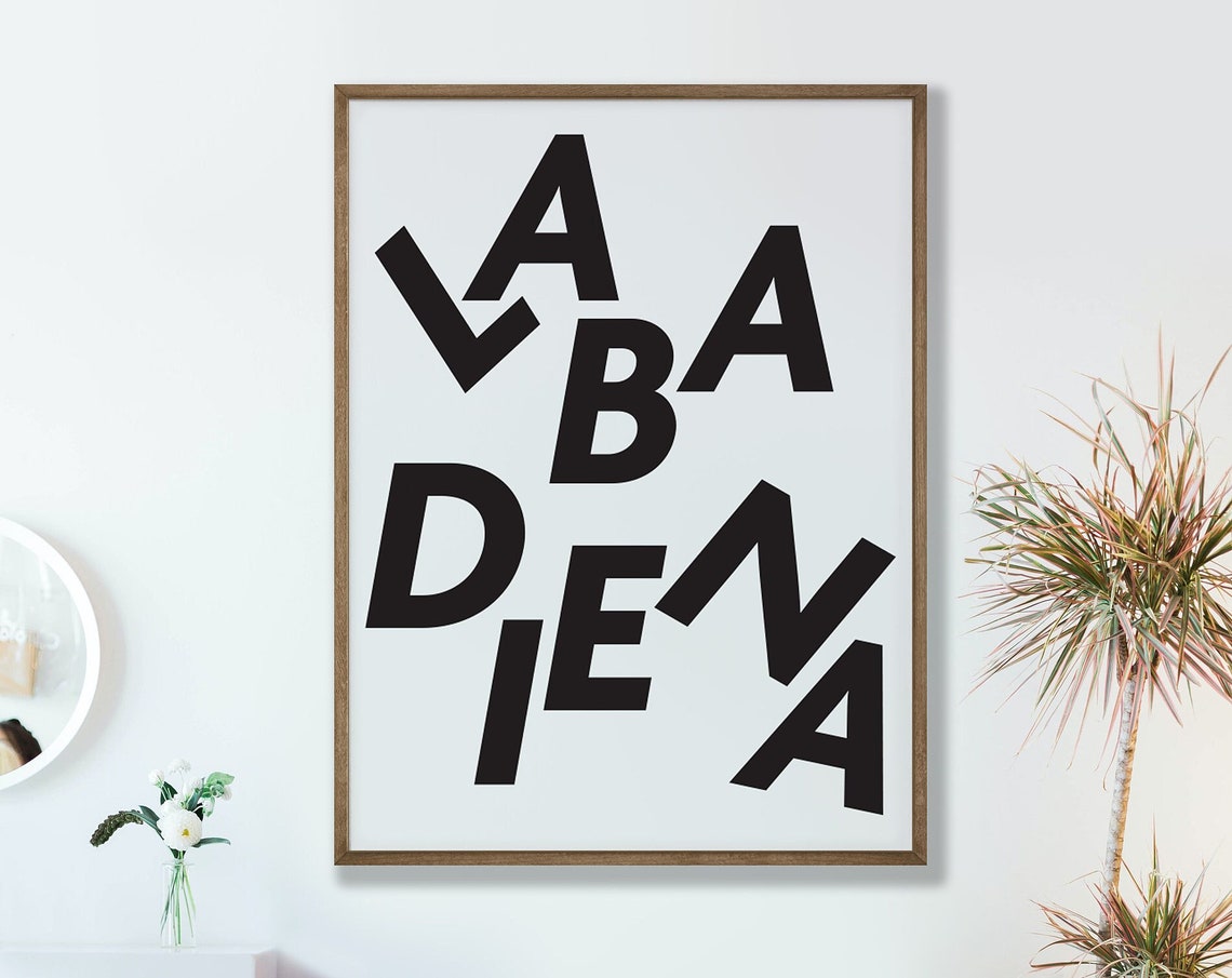 Laba Diena Good Day Lithuanian Modern Bold Typography Art Poster