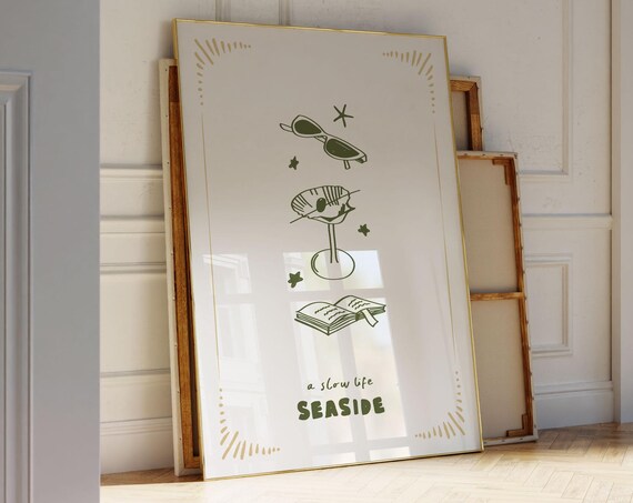 A Slow Living Seaside Print Coastal Wall Art Beach Decor Zen Kitchen Granddaughter