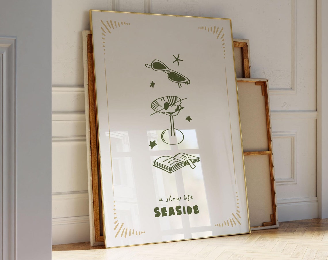 A Slow Living Seaside Print Coastal Wall Art Beach Decor Zen Kitchen Granddaughter