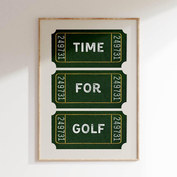 Golf Ticket Stub Wall Art Vintage Ticket Poster Vintage Style Decor Golf Print Golf Gift