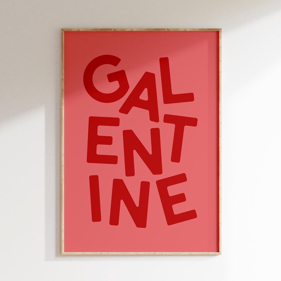 Galentine Playful Stacked Letter Typography Red Valentine Poster