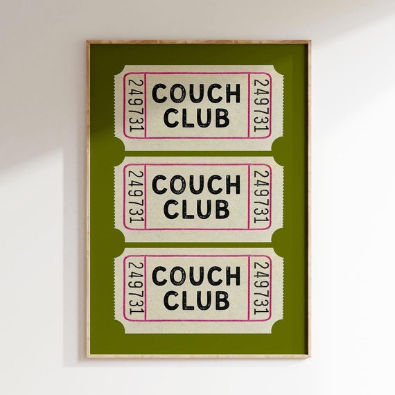 Couch Club Ticket Stub Vintage Poster, Living Room