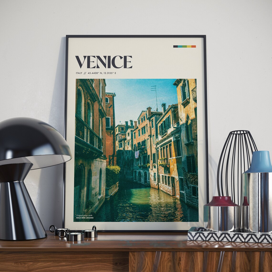 Venice Italy Retro Travel Poster Canal Cityscape Vintage Photography Art