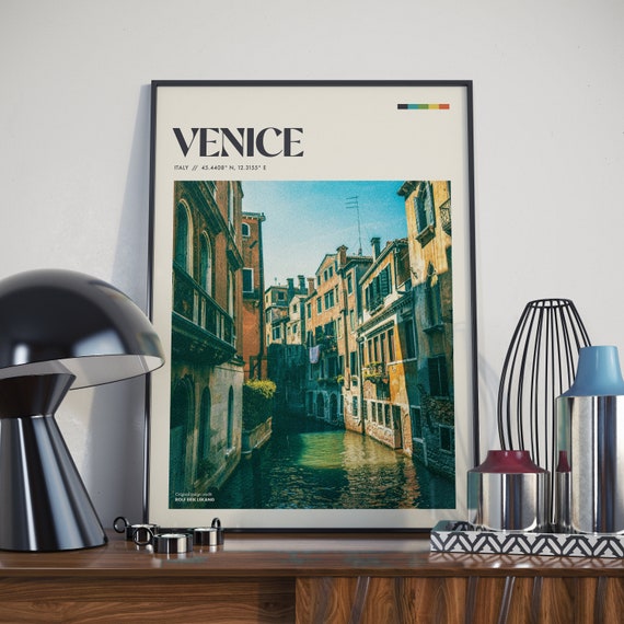 Venice Retro Poster Design Italy Cityscape Photo Rustic Wall Art Home Decor Traveller Gift Vintage Travel Photography Print