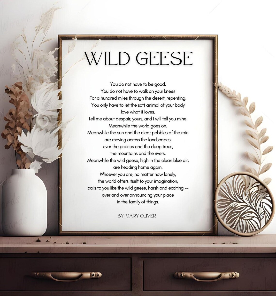 Mary Oliver Wild Geese Poem Inspirational Literary Typography Wall Poster - Image 2