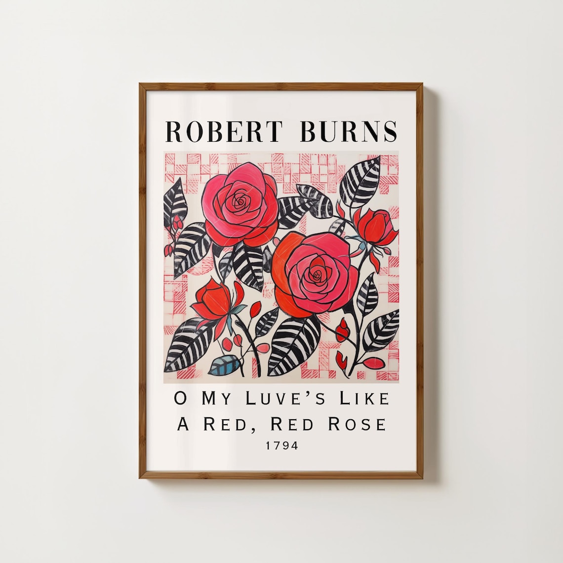 Robert Burns Red Red Rose Poem, Scottish Art Print