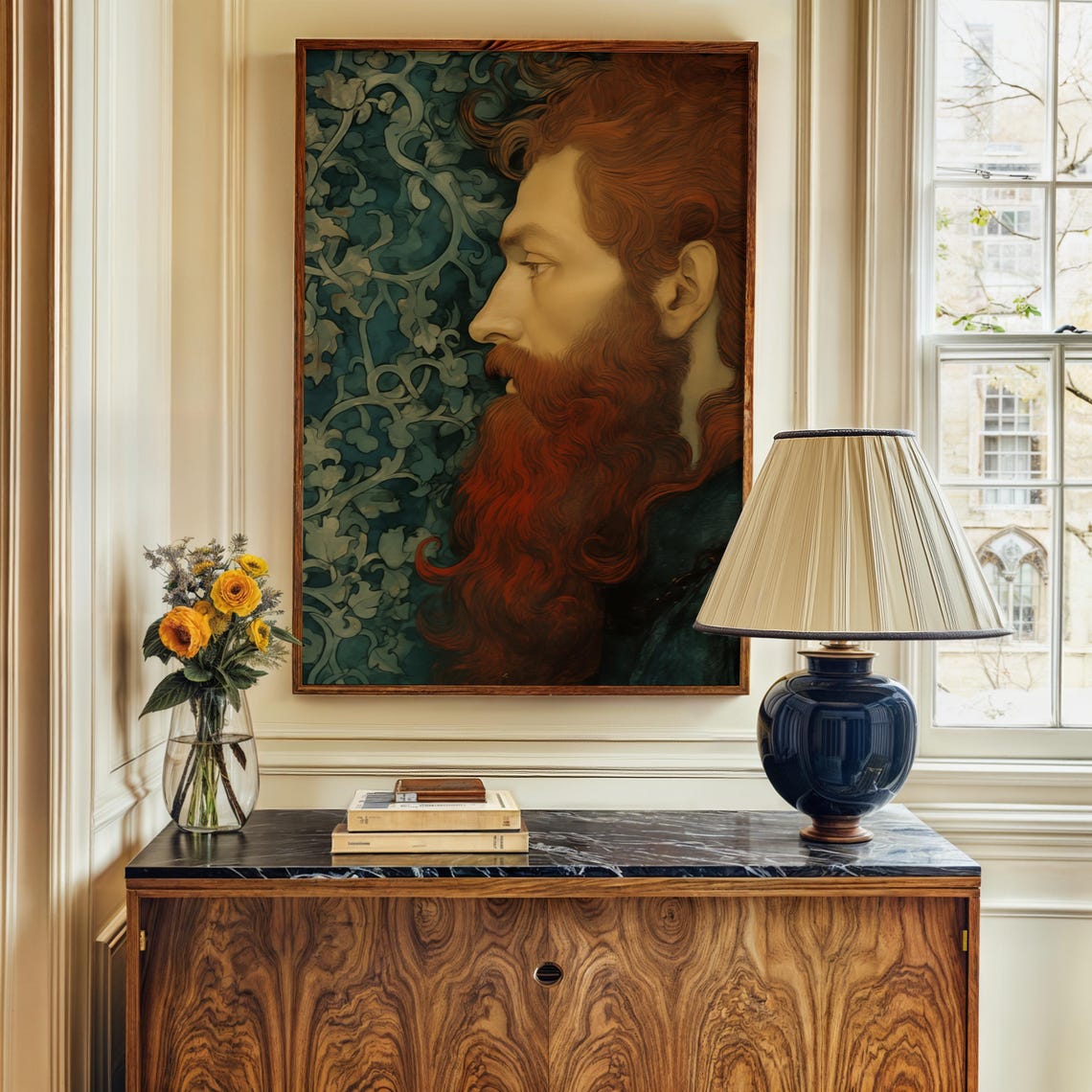 Red Bearded Man In Profile Renaissance Inspired Oil Portrait Poster - Image 4