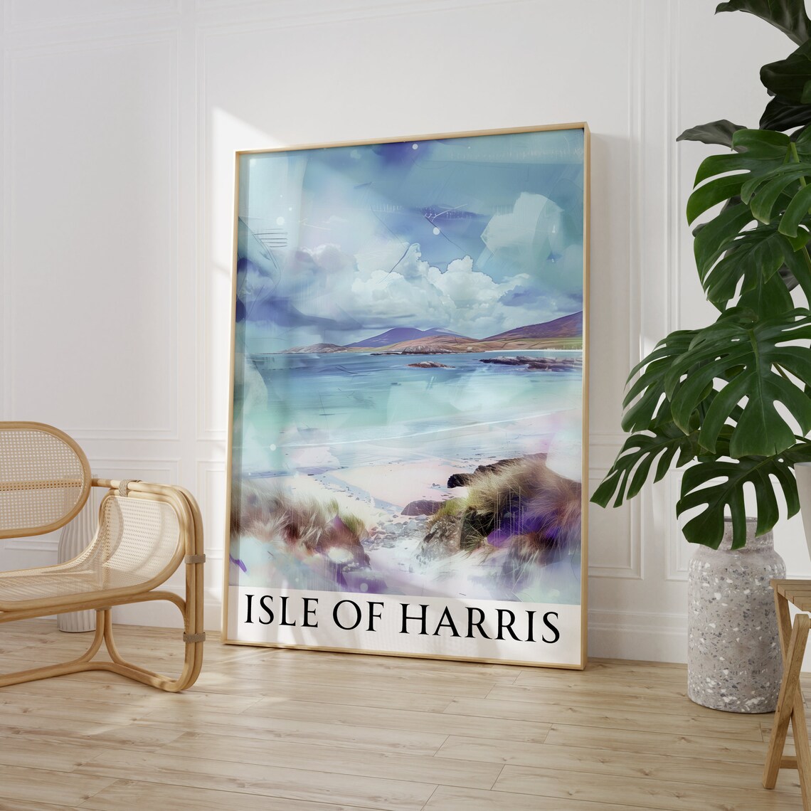 Isle of Harris Pastel Pink Beach Dunes Watercolor Art Poster - Image 2