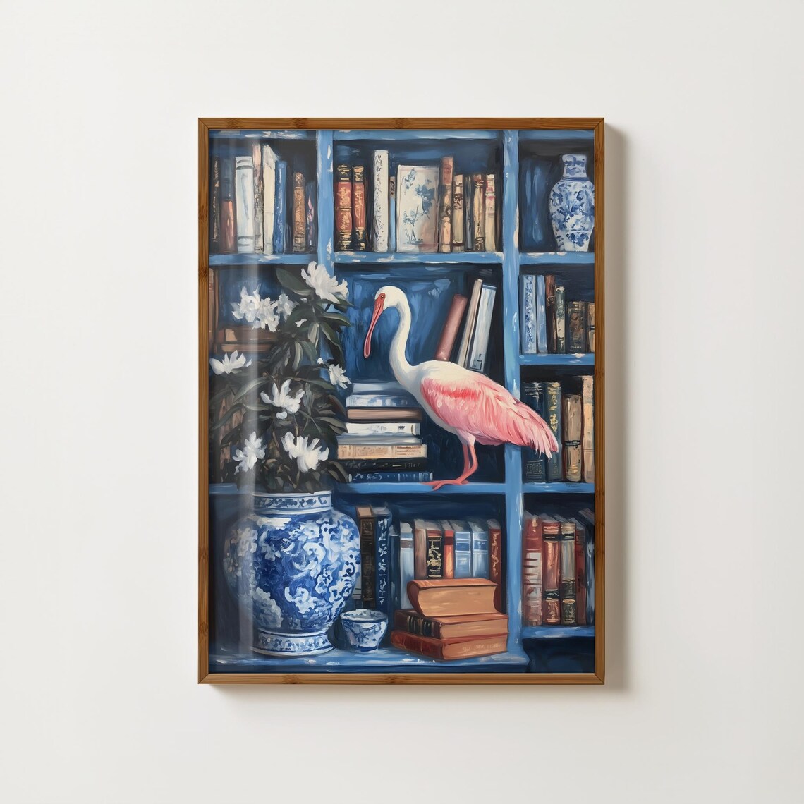 Spoonbill Library Chinoiserie Wall Art Print