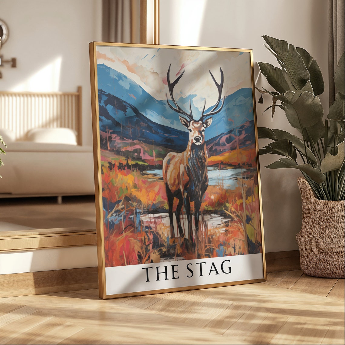 The Stag Red Deer With Antlers In Scottish Highlands Autumn Poster - Image 2