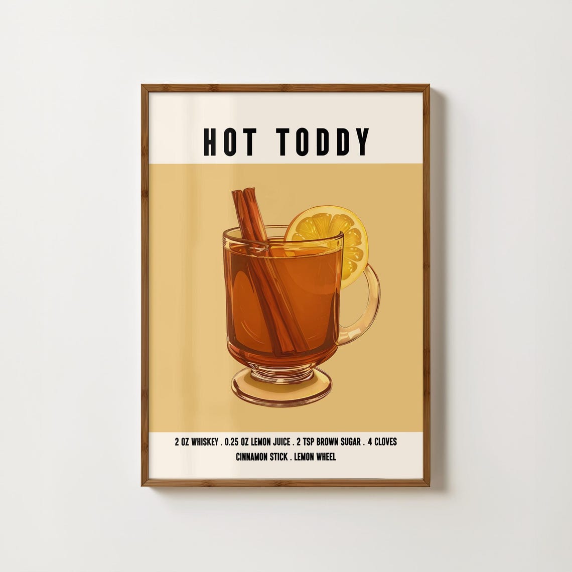 Hot Toddy Whiskey Drink Recipe With Cinnamon And Lemon Vintage Poster