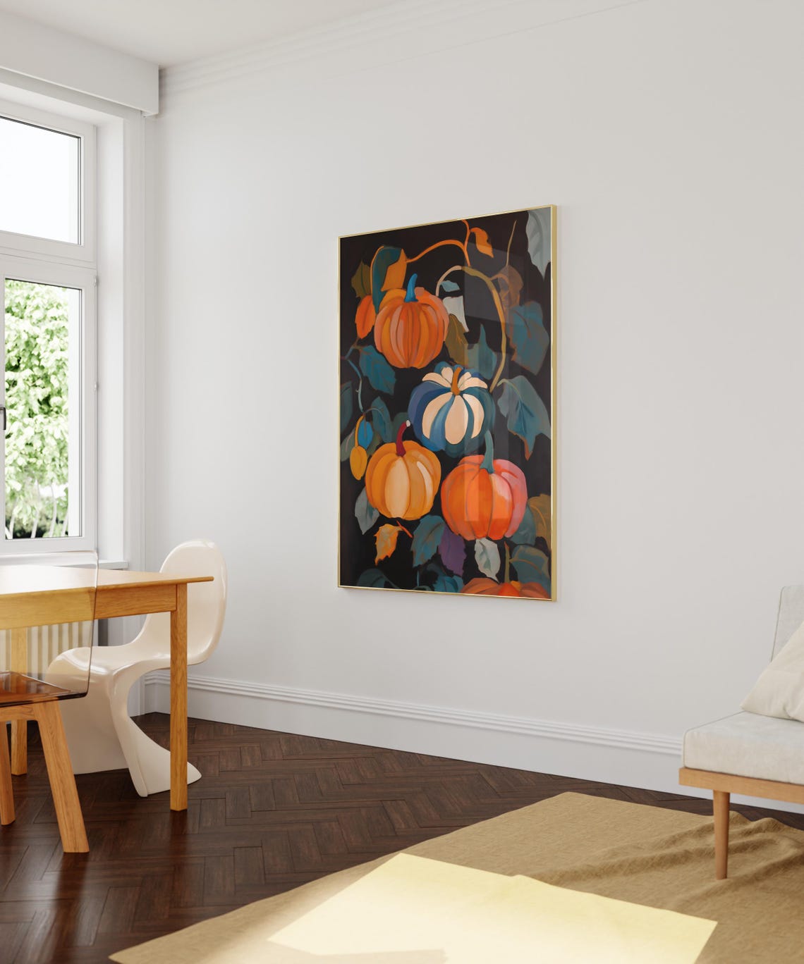 Moody Pumpkin Painting Fall Wall Art Pumpkin Patch Print Farmhouse Decor Halloween Prints Pumpkin Poster Rustic Fall Prints Kitchen Wall Art - Image 3