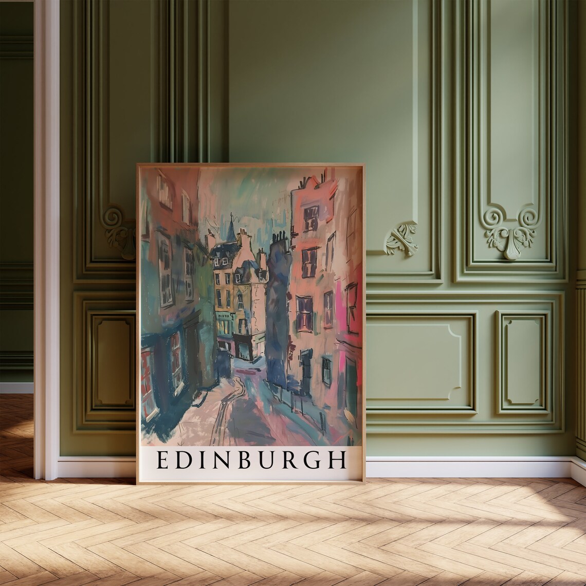 Edinburgh Old Town Street Watercolor Scotland Travel Wall Poster - Image 4