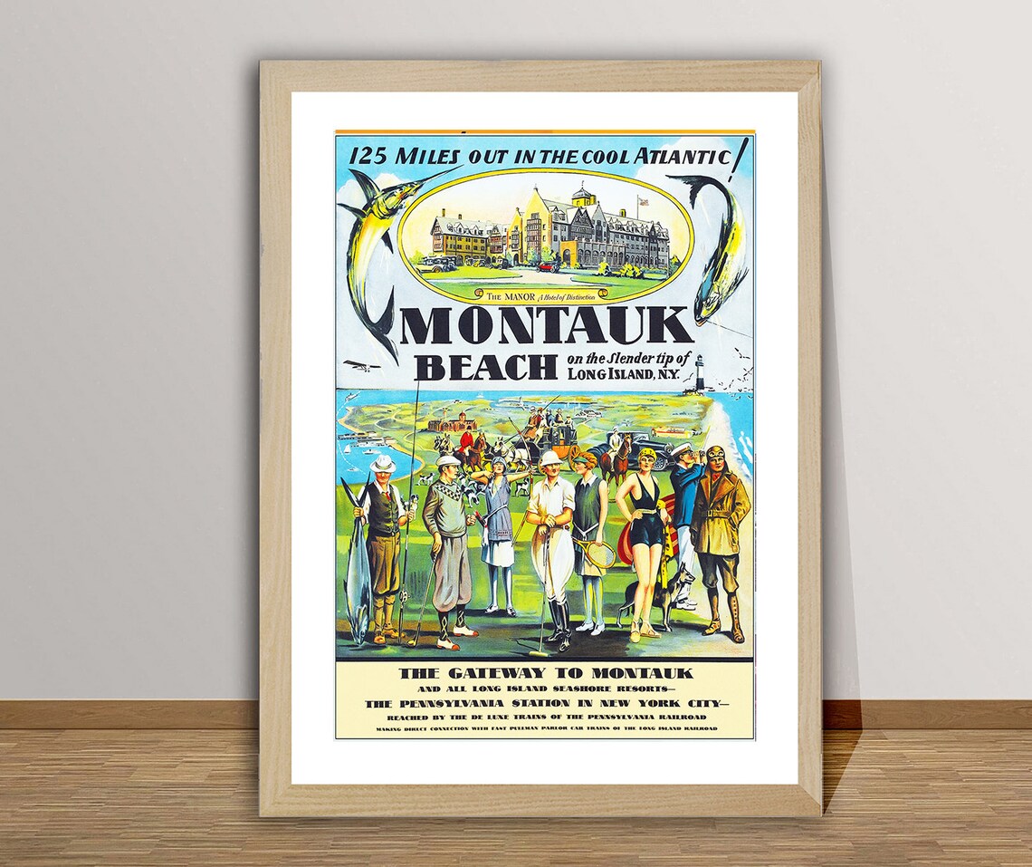 Montauk Beach Vintage Travel Poster, Long Island