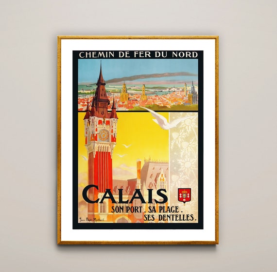 Calais Son Port Sa Plage Ses Dentelles Vintage Travel Poster Poster Print Or Print Gift Idea Wall Decor