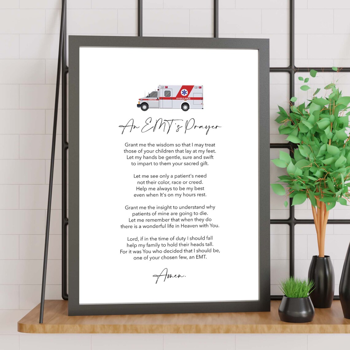 EMT Prayer, Minimalist Christian Wall Art Print - Image 2