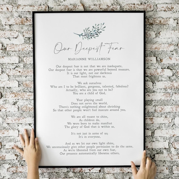 Our Deepest Fear by Marianne Williamson, Art Print