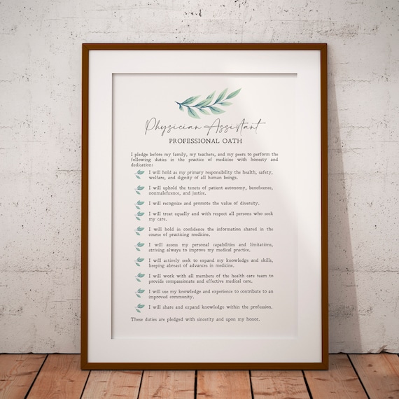Physician Assistant Oath, Graduation Gift Poster Print