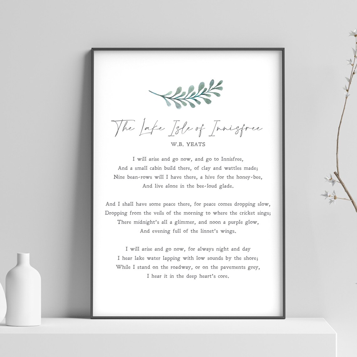 The Lake Isle Of Innisfree Minimalist Quote Art Print