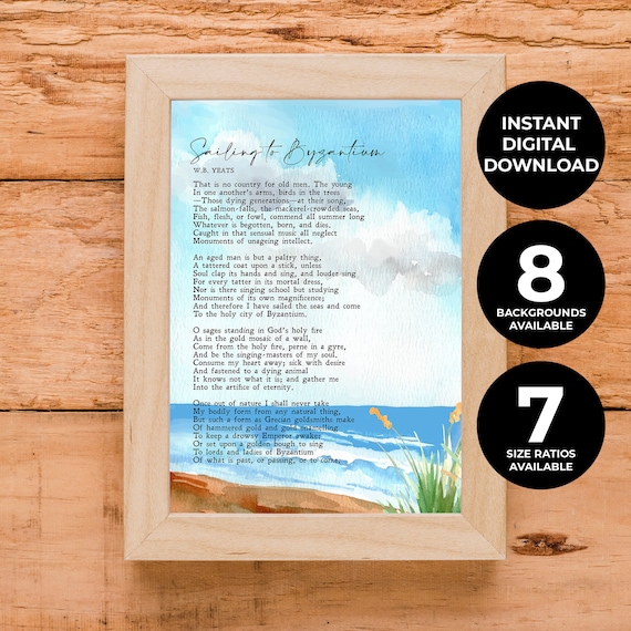 WB Yeats Sailing To Byzantium Poem Watercolor Sea Ocean Poster