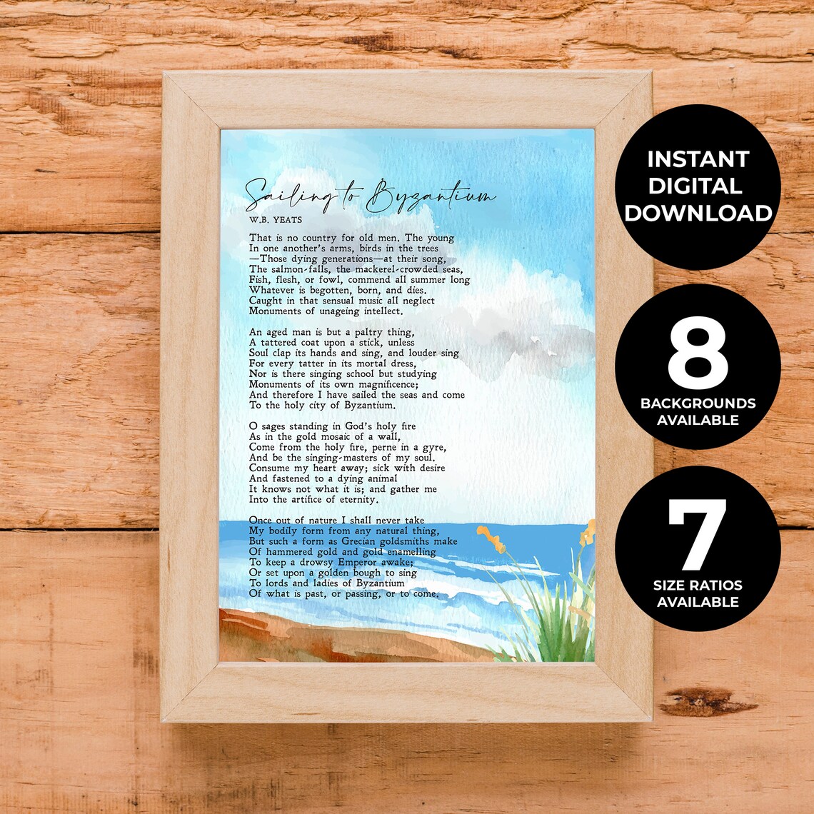 WB Yeats Sailing To Byzantium Poem Watercolor Sea Ocean Poster
