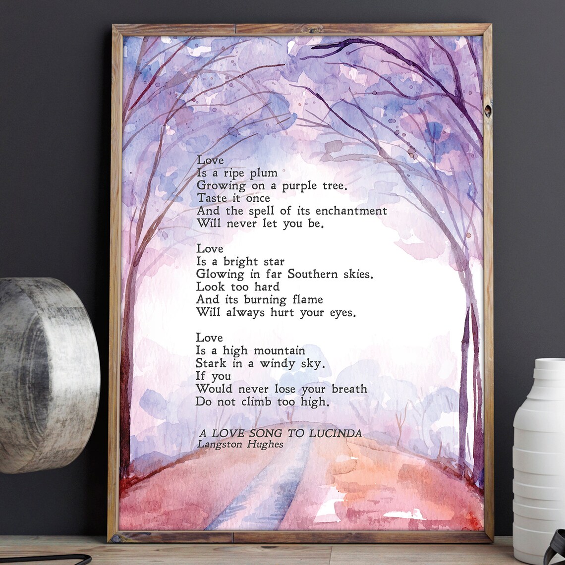 A Love Song To Lucinda Langston Hughes Poem Watercolor Path Poster - Image 2