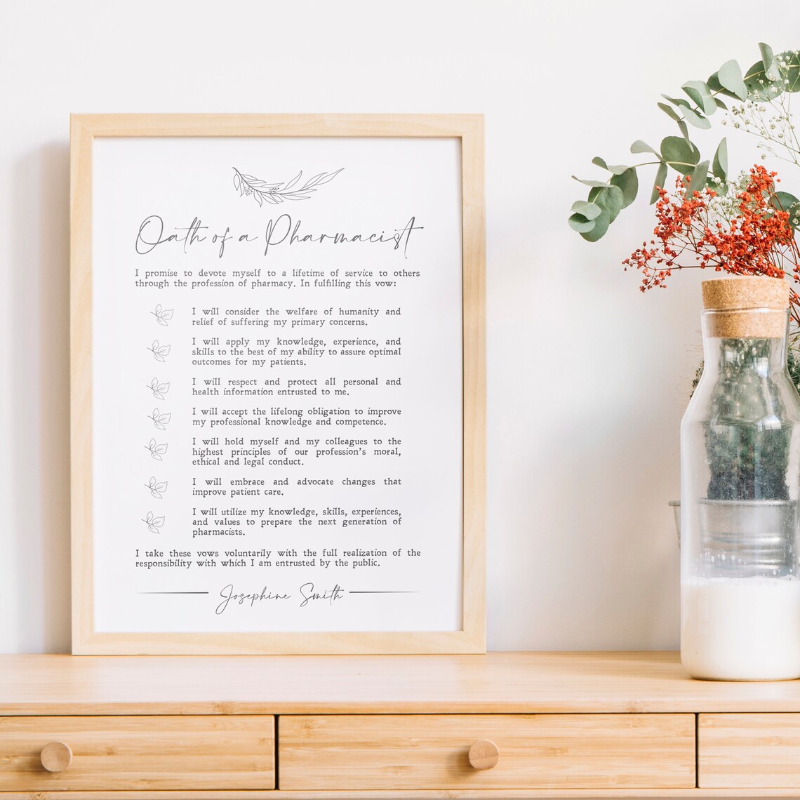 Personalized Oath of a Pharmacist Minimalist Art Print - Image 2